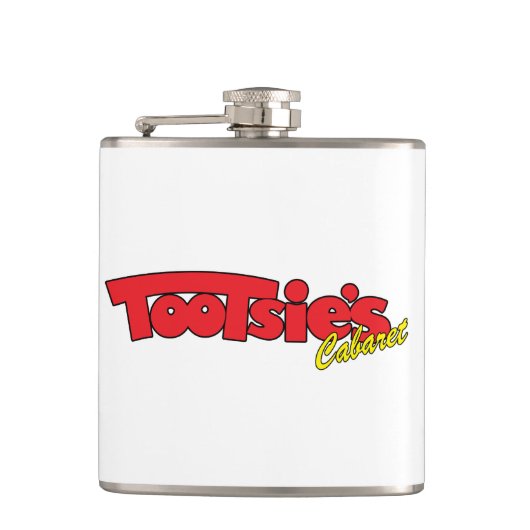 Tootsies-Kabarett-Edelstahl-Flasche Flachmann (Vorderseite)