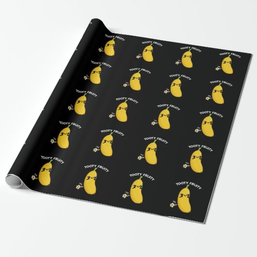 Tooty Fruity Funny Banana Frucht Pun Dark BG Geschenkpapier (Ungerollt)