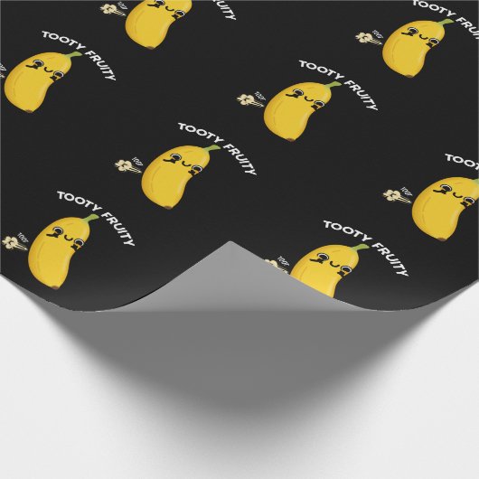 Tooty Fruity Funny Banana Frucht Pun Dark BG Geschenkpapier (Ecke)