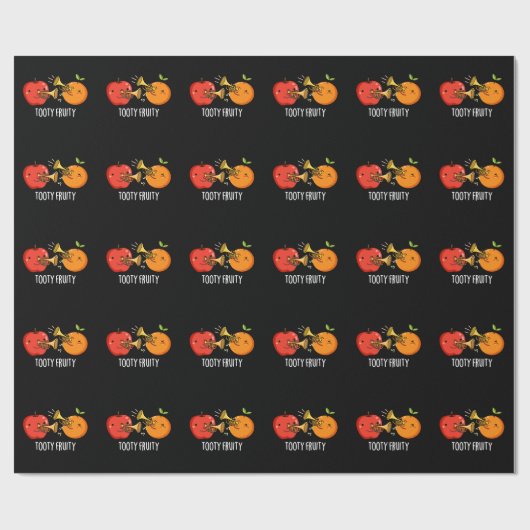 Tooty Fruity Funny Fruit Musiker Puck Dark BG Geschenkpapier (Flach)