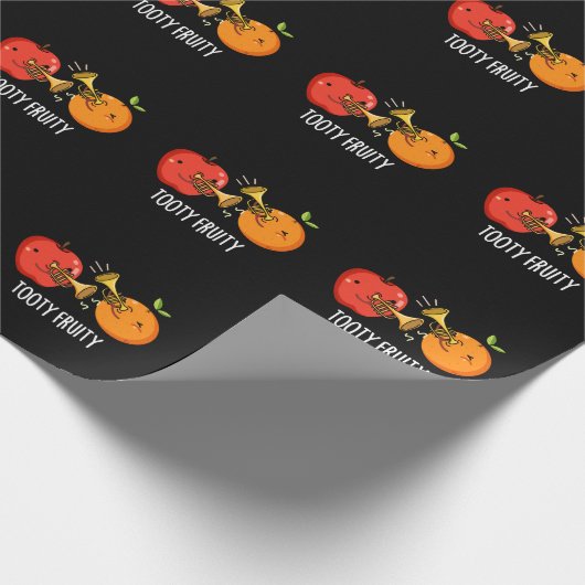 Tooty Fruity Funny Fruit Musiker Puck Dark BG Geschenkpapier (Ecke)