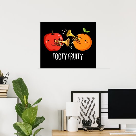 Tooty Fruity Funny Fruit Musiker Puck Dark BG Poster (Heimbüro)