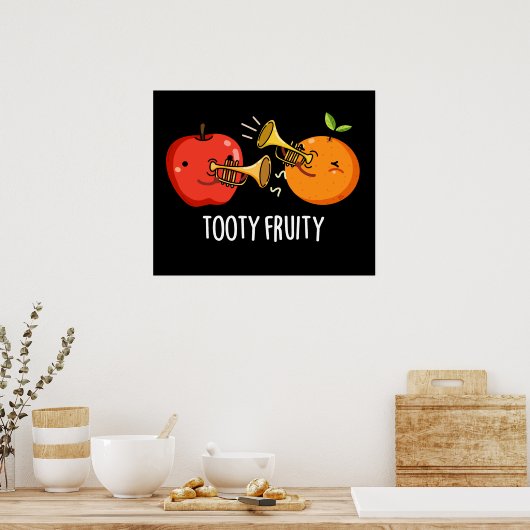 Tooty Fruity Funny Fruit Musiker Puck Dark BG Poster (Küche)