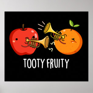 Tooty Fruity Funny Fruit Musiker Puck Dark BG Poster