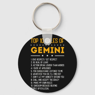 Top 10 Regeln von Gemini Mai 21 Juni 21 Zodiac Schlüsselanhänger