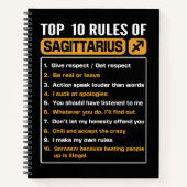 Top 10 Regeln von Sagittarius, Sagittarius Traits Notizblock (Vorderseite)
