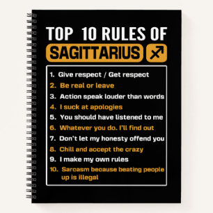 Top 10 Regeln von Sagittarius, Sagittarius Traits  Notizblock