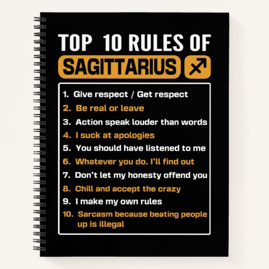 Top 10 Regeln von Sagittarius, Sagittarius Traits  Notizblock (Vorderseite)
