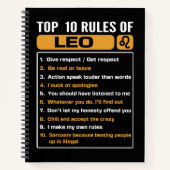 Top 10 Rules Of Leo, Leo Facts Traits Notizblock (Vorderseite)