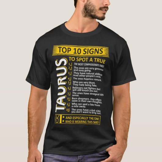 Top 10 Zeichen, wahres Stier-Tierkreis-T-Shirt zu (Vorderseite)