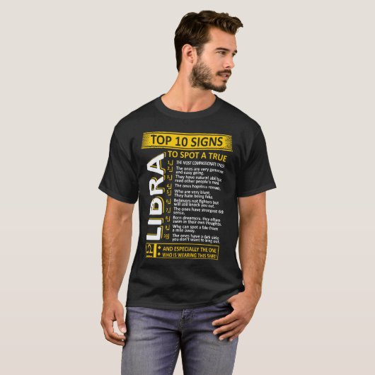 Top 10 Zeichen, wahres Waage-Tierkreis-T-Shirt zu (Vorne ganz)