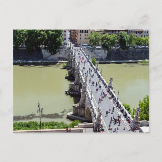 Top-Aussicht auf die Brücke Sant'Angelo in Rom, It Postkarte (Vorderseite)