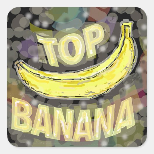 Top Banane. Quadratischer Aufkleber (Vorderseite)