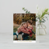 Top Caption Happy Holidays Foil Holiday Postkarte (Stehend vorne)