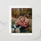 Top Caption Happy Holidays Foil Holiday Postkarte (Vorderseite/Rückseite)