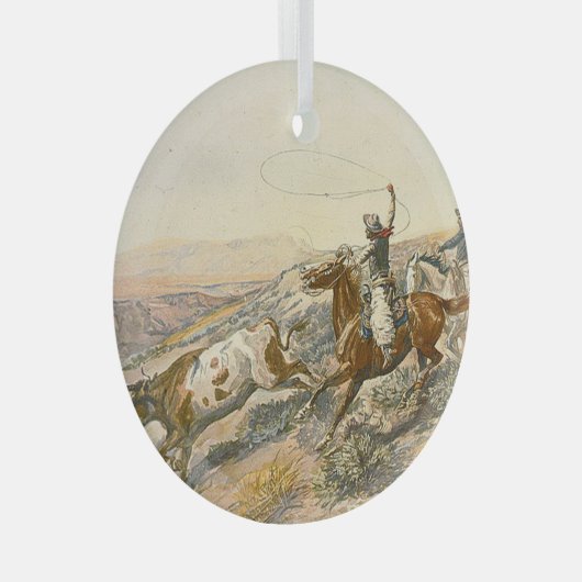 TOP Cattle Drive Glass Ornament (Vorderseite Rechts)