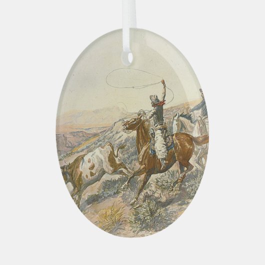 TOP Cattle Drive Glass Ornament Aus Glas (Vorderseite links)