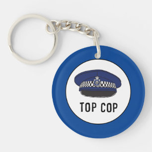 Top Cop. Polizist oder Schutzmann. Schlüsselanhäng Schlüsselanhänger