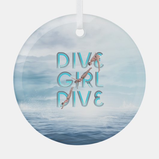 TOP Dive Girl Dive Glass Ornament (Vorderseite)