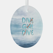 TOP Dive Girl Dive Glass Ornament (Vorderseite Rechts)