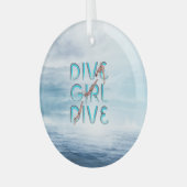 TOP Dive Girl Dive Glass Ornament (Vorderseite links)