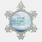 TOP Dive Girl Dive Schneeflocken Zinn-Ornament (Vorderseite)