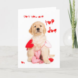 Top Dog Son Golden Retriever Puppy Valentine Feiertagskarte