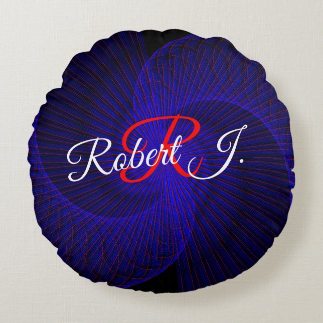 Top Down Dual Funnel Geometric Round Pillow Rundes Kissen (Vorderseite)