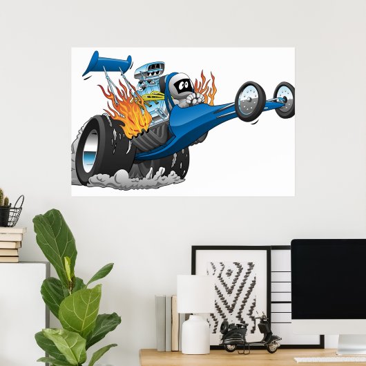 Top Fuel Dragster Cartoon Poster (Heimbüro)