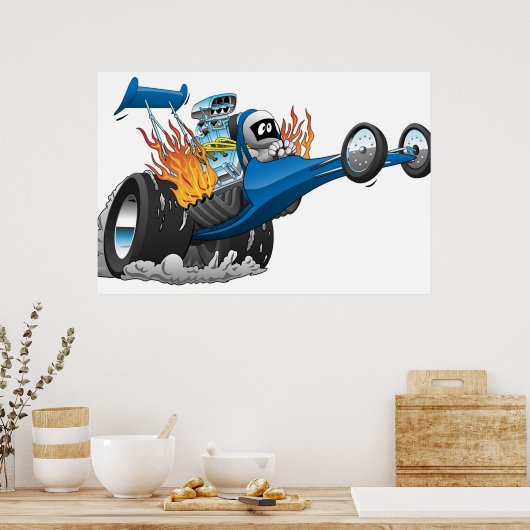 Top Fuel Dragster Cartoon Poster (Küche)