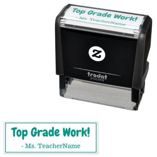 "Top Grade Work!" + Tutor Name Rubber Briefmarke Permastempel (Beispiel)