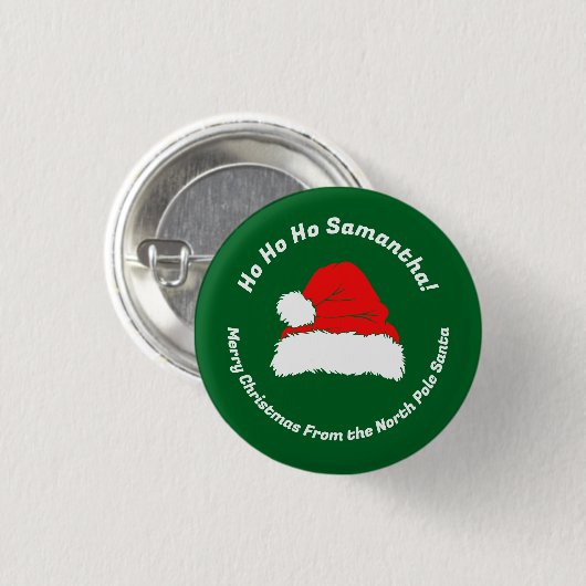 Top Green Ho ho ho Xmas Merry Christmas Button (Vorne & Hinten)