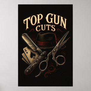 Top Gun Cuts Gangster-Logo Poster