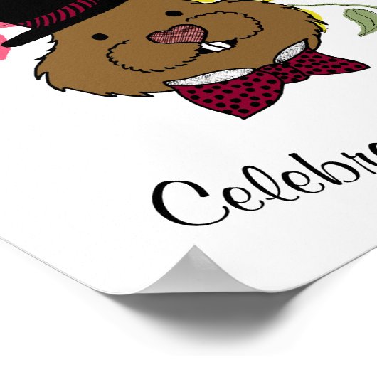 Top Hat Bow Krawatte Spring Blumen Poster (Ecke)