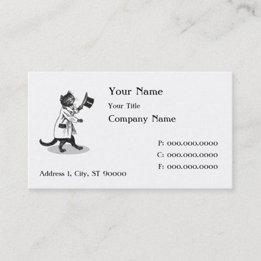 Top Hat Cat Vintag Art Business Card Visitenkarte (Vorderseite)