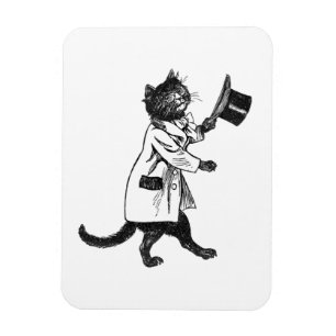 Top Hat Cat Vintag Art Flexi Magnet