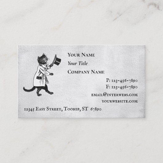Top Hat Cat Vintag Grunge Business Card Visitenkarte (Vorderseite)