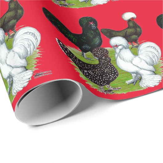 Top Hat Chicken Quartett Geschenkpapier (Rolleneckpunkt)