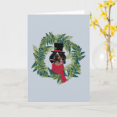 Top Hat Coonhound Wreath Karte (Gelbe Blume)