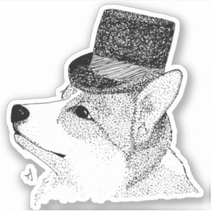 Top Hat Corgi Aufkleber