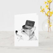 Top Hat Corgi Karte (Gelbe Blume)