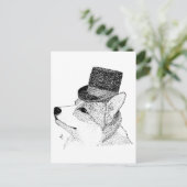 Top Hat Corgi Postkarte (Stehend Vorderseite)