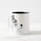 Top Hat Corgi Zweifarbige Tasse (Vorderseite Links)