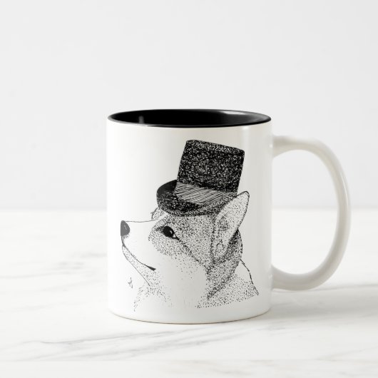 Top Hat Corgi Zweifarbige Tasse (Rechts)