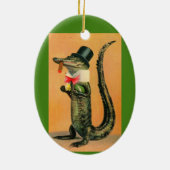 Top Hat Gator Keramik Ornament (Hinten)