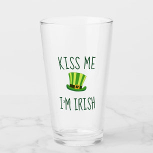 Top Hat Kiss Me Im Irish Glas