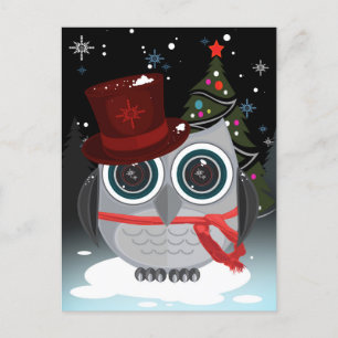 Top Hat Owl - Weihnachten Postkarte
