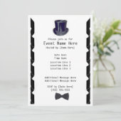 Top Hat Party lädt ein Einladung (Stehend Vorderseite)