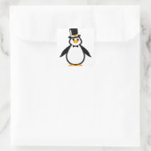 Top Hat Penguin Quadratischer Aufkleber (Tasche)