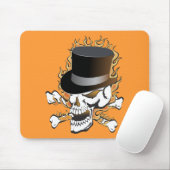 Top Hat Skull-Flaming Mousepad (Mit Mouse)